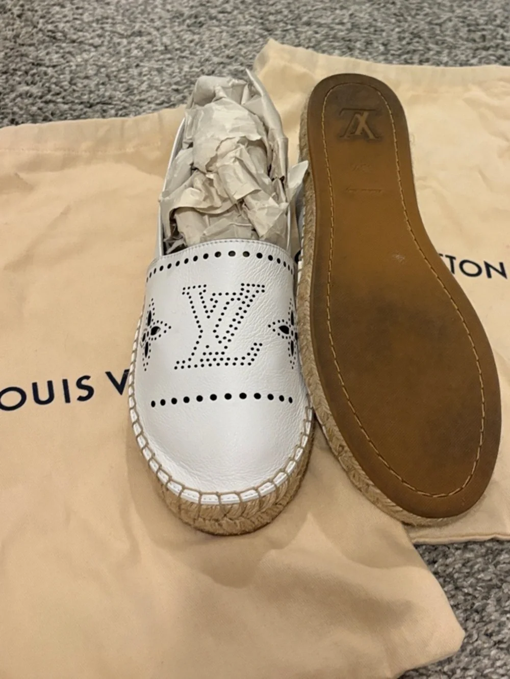Louis Vuitton White Perforated LV Espadrille Slip-On